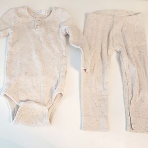 Jamie Kay Peach Fleck ribbed bodysuit and leggings, EUC, size 6-12